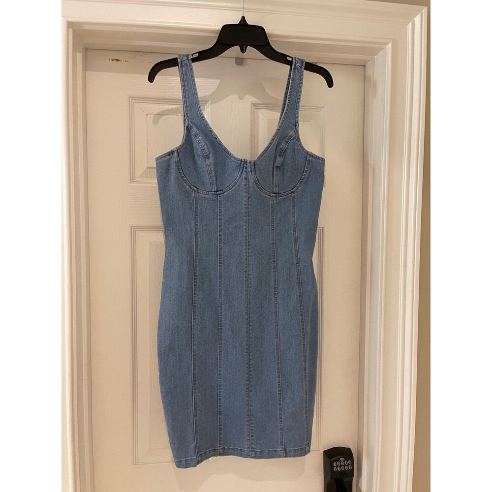 Women's Denim Mini Dress Spaghetti Strap Bodycon